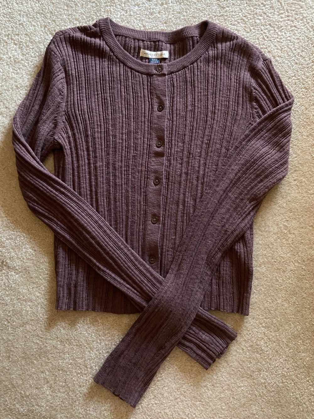 American Eagle Outfitters Brown Ribbed Button Up Cardigan